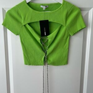 Fashion Nova Vibrant Green Chain Detail Crop Top